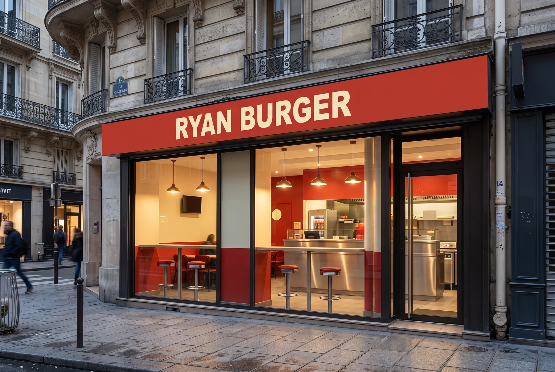 Concept de façade Ryan Burger de six mètres avec une porte