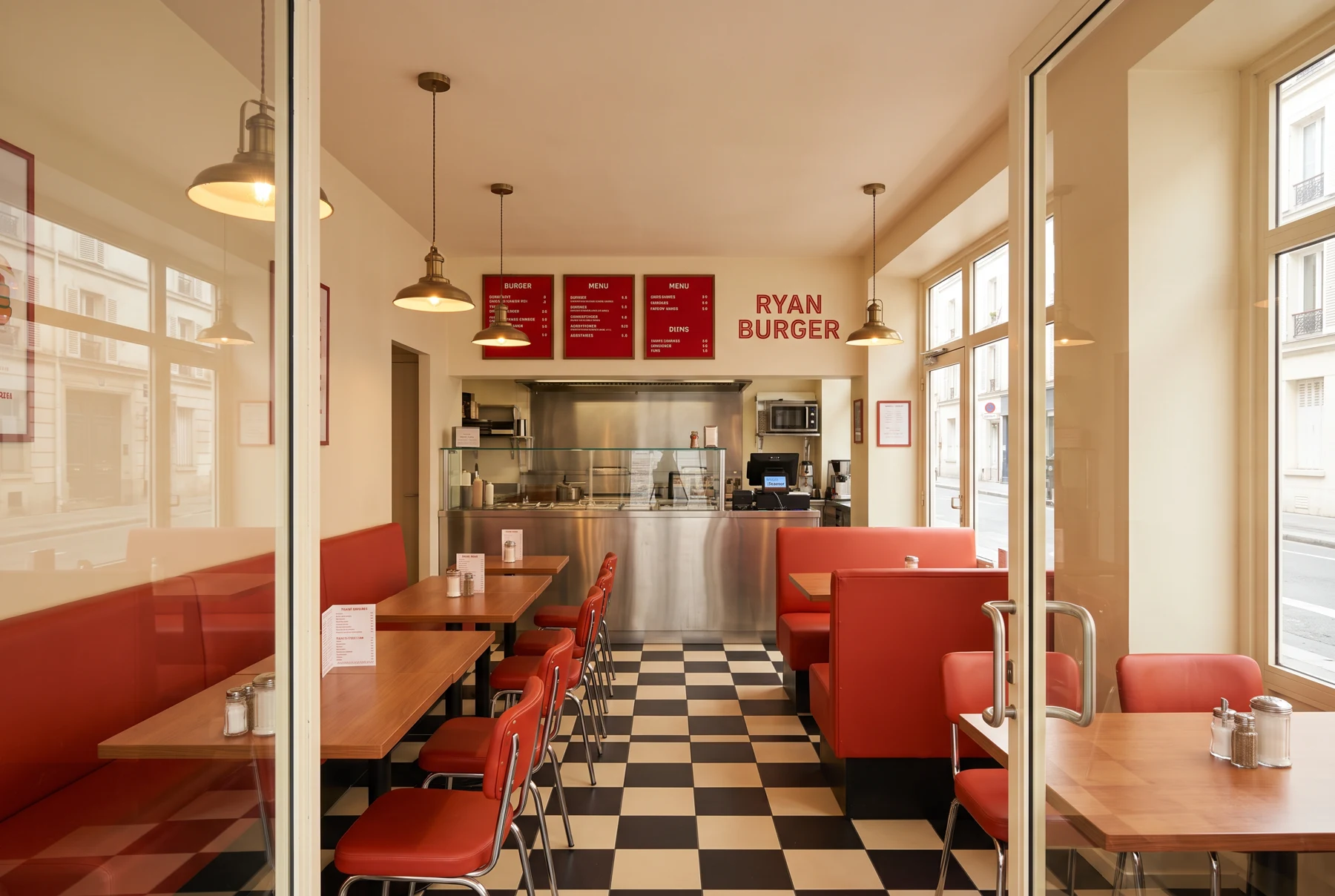 Concept de salle crème et rouge Ryan Burger
